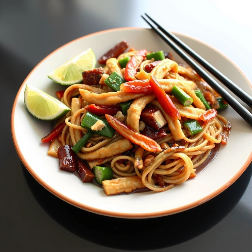 Colorful Mie Goreng with vegetables