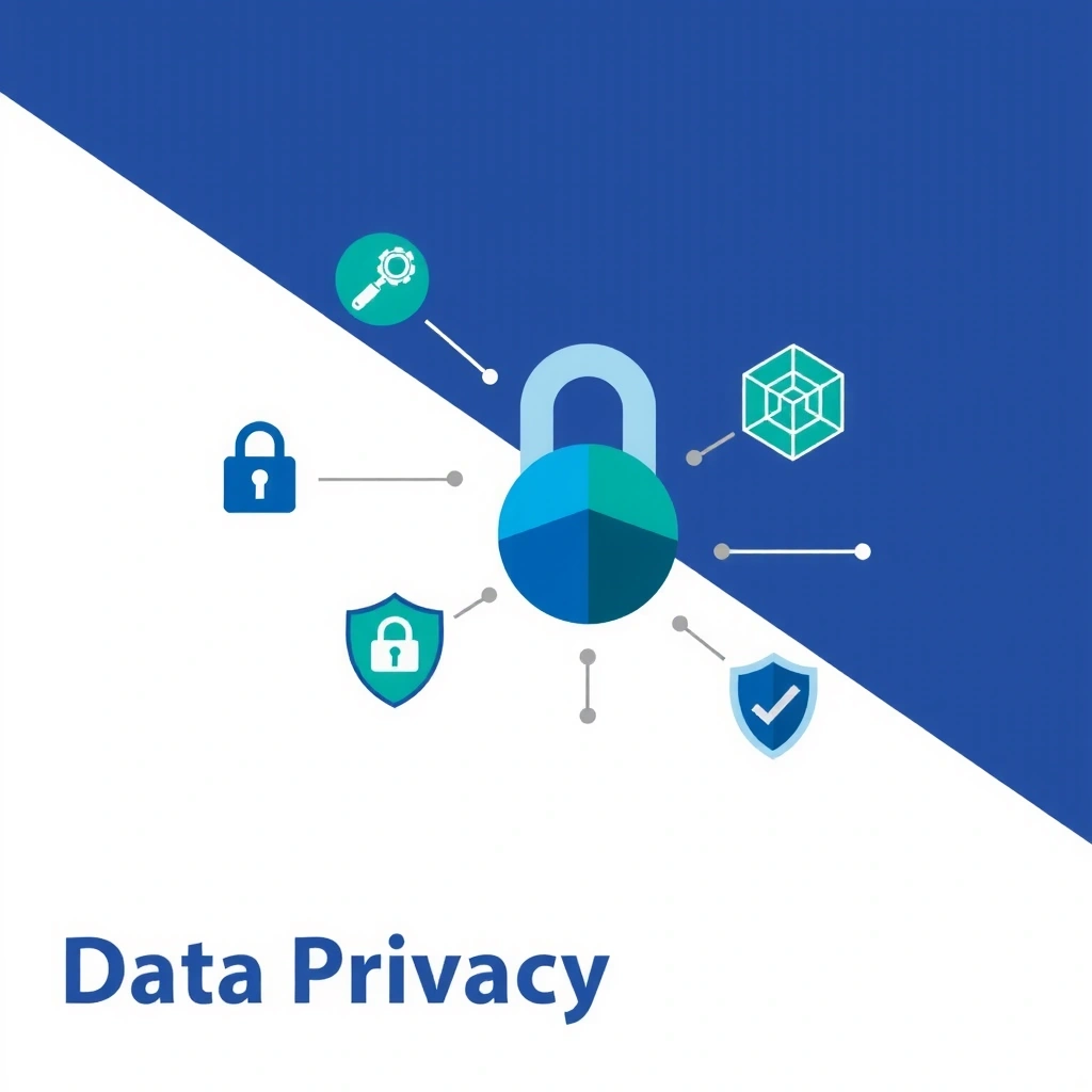 Data collection illustration showing privacy and security icons