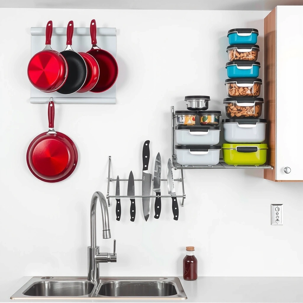 Organized small kitchen with vertical storage solutions